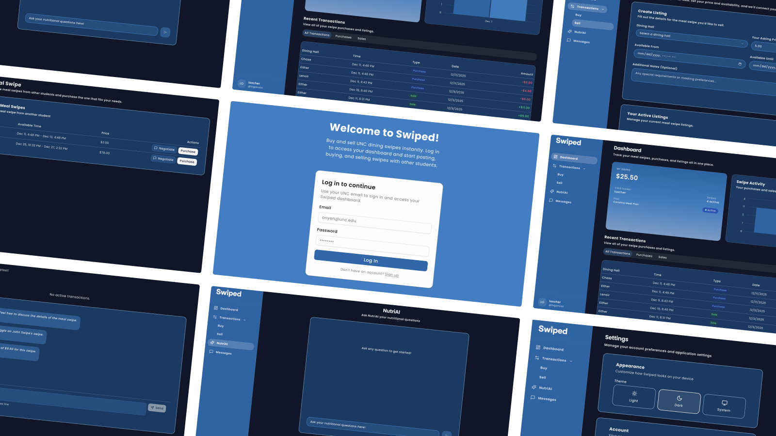 Swiped mobile app mockups