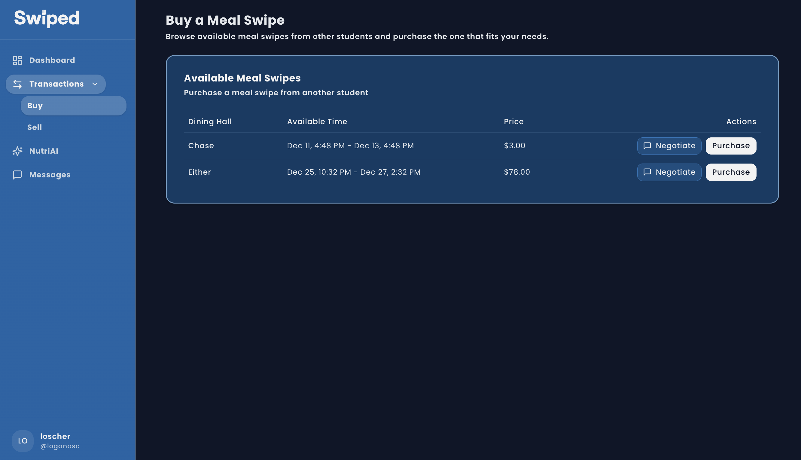 Swiped dark mode buy flow